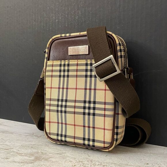 BURBERRY Nova Check Canvas Leather Crossbody Shoulder Bag 💼 - Picture 2 of 15